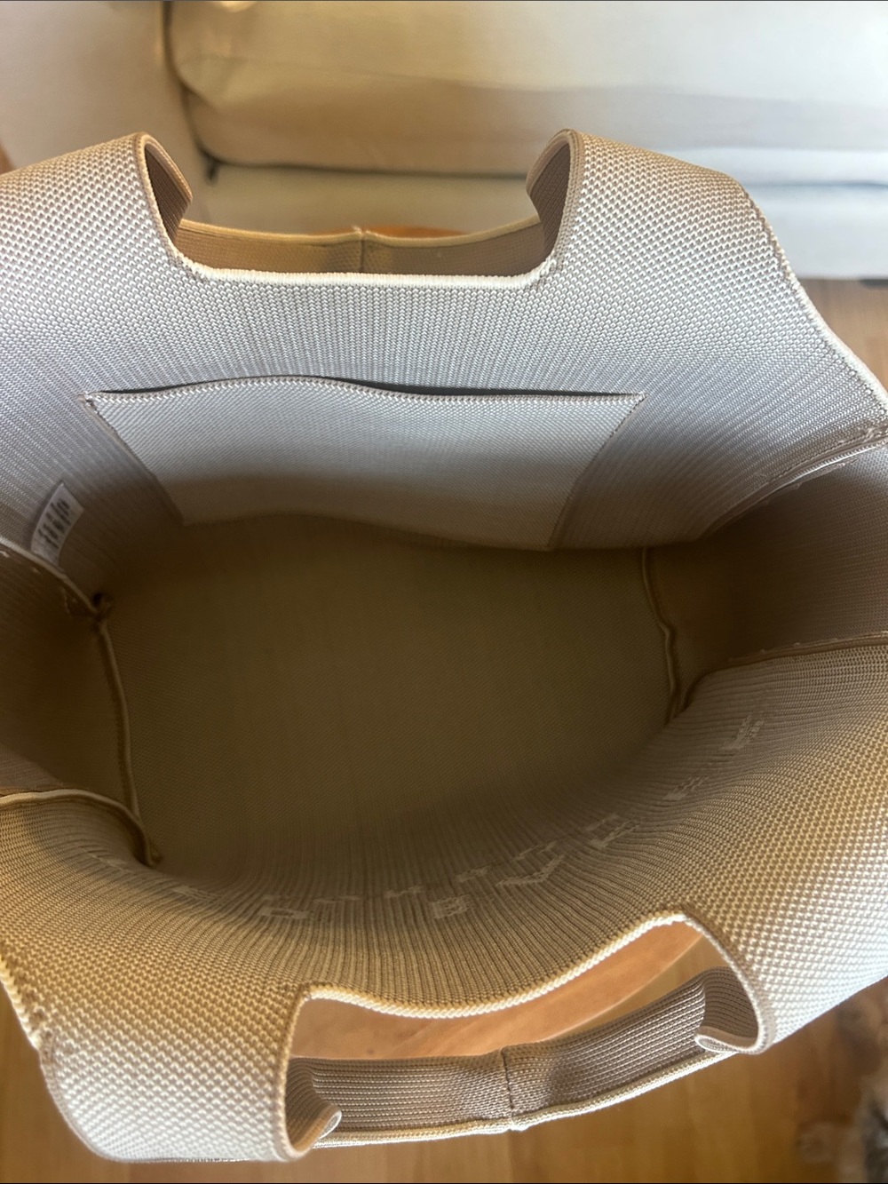 Ted Baker Neutral Taupe Canvas Shopper Tote with White Logo - Picture 5 of 11